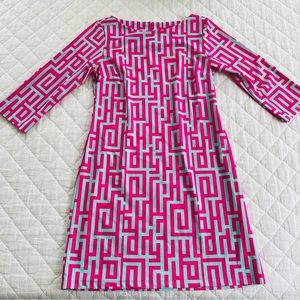 Britt Ryan Shift 3/4 Sleeve Dress Geometric Print
